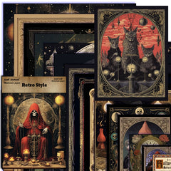 Vintage Dark Gothic Paper Pad - 16 Sheets Skulls Wizards Figures Scrapbook Decorative Paper