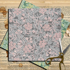 William Morris Floral Junk Journal Paper - 12 Pieces Vintage Foldable Stickers for Scrapbooking & Gift Decoration