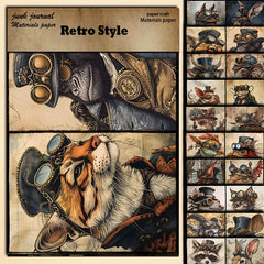 Animal World Junk Journal Paper - 10 Pieces Rabbit Elephant Tiger Vintage Stickers for Scrapbooking