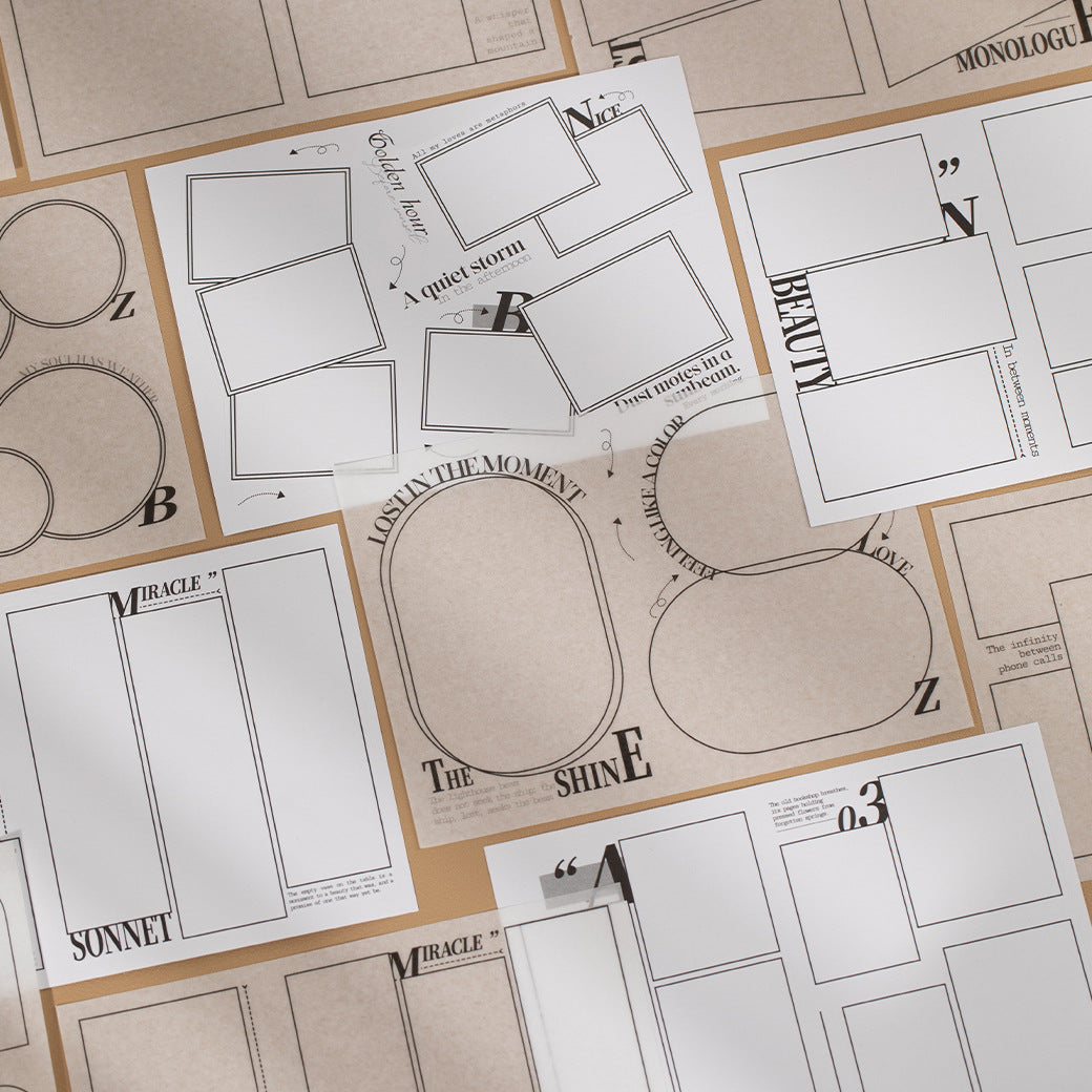 Geometric frame storyboard stickers with blank panels, photo-frame layouts, and clean collage frames - image 1