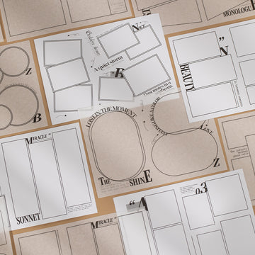Geometric frame storyboard stickers with blank panels, photo-frame layouts, and clean collage frames - image 1