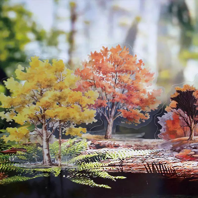 Four Seasons Tree Stickers - Colorful Seasonal Forest | PET Scene Building Journal Decoration Pack