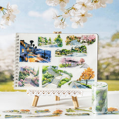 Seasonal Landscape PET Tape - Through Spring & Autumn Journaling Washi Tape