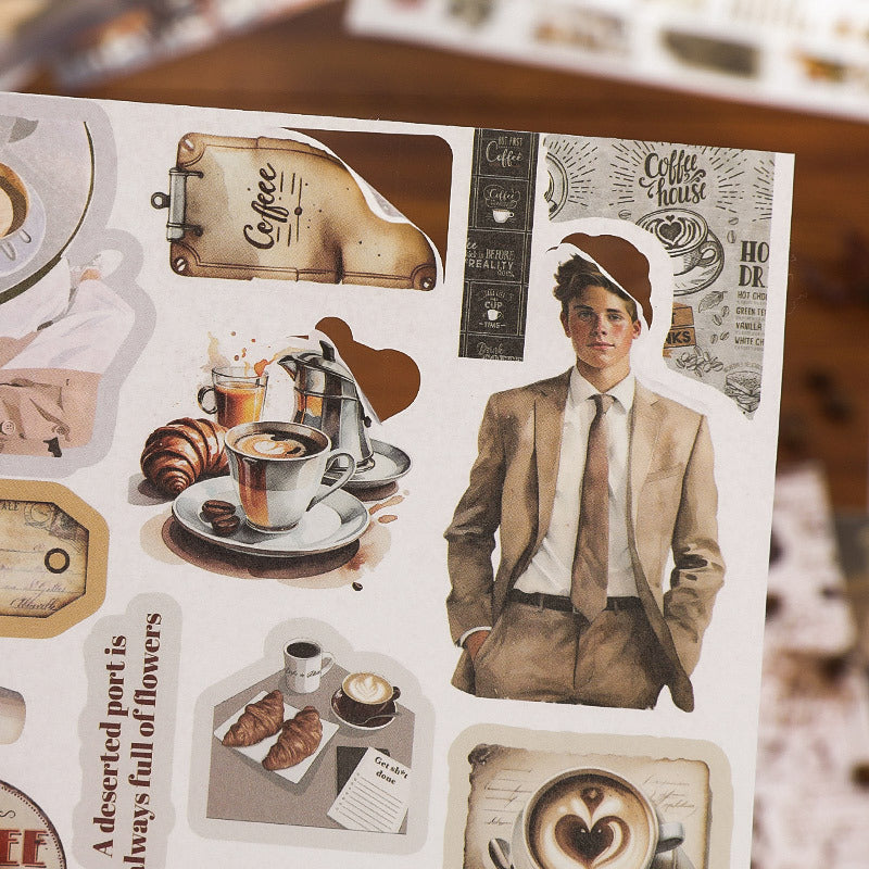 Slow Living vintage scrapbooking paper and sticker book with museum, cafe, weekly note, and cowboy collage themes - image 4