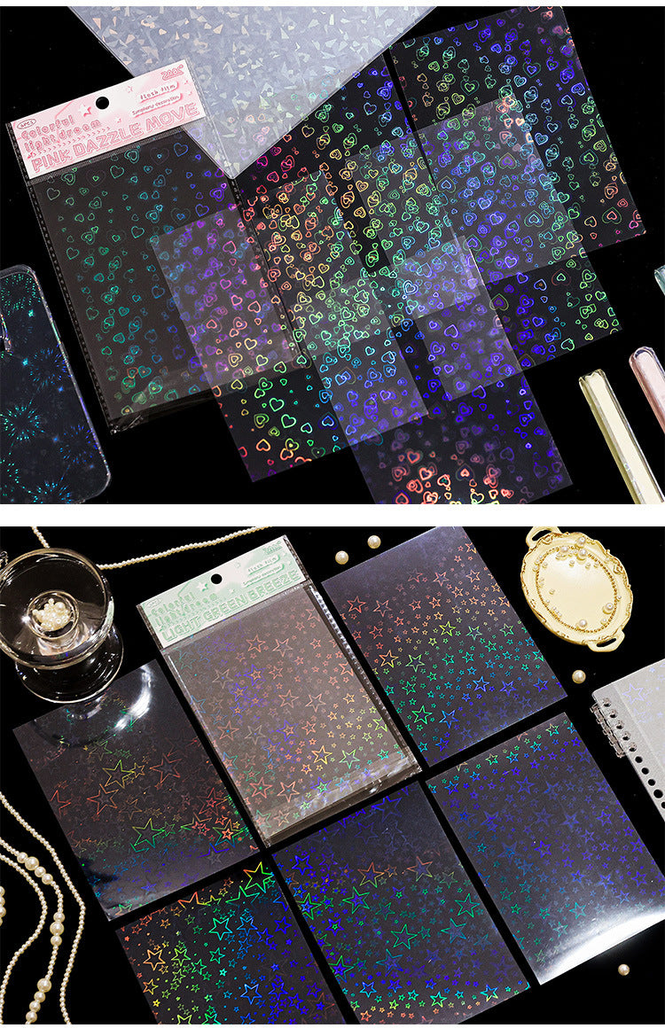 Holographic rainbow iridescent color-shifting film sticker pack
