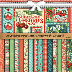 Cherry Bowl Botanical Junk Journal Paper - 15 Pieces Vintage Plant Background Paper for Scrapbooking