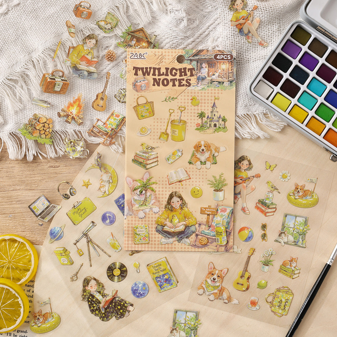 Storybook adventures sticker pack – illustrated character scenes in seasonal settings