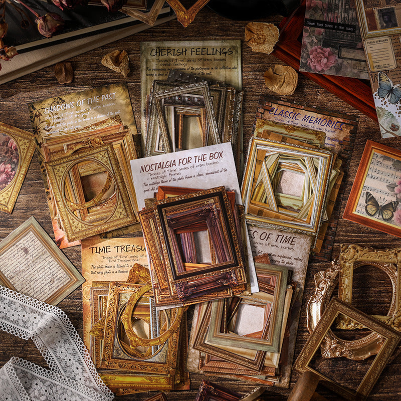 Vintage gold picture frame sticker pack – ornate antique gold frames for memory keeping and journaling
