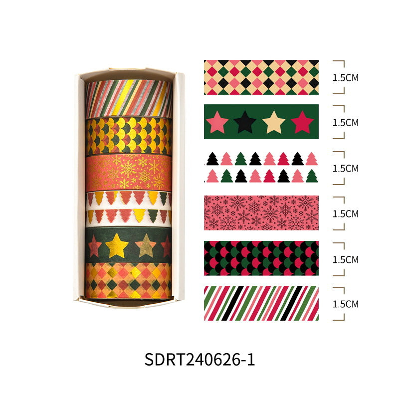 Christmas Washi Tape with Gold Foil - Premium Decorative Tape for Journaling & Scrapbooking