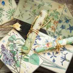 Vintage Botanical Vellum Paper - 8 Pieces Translucent Plant Illustration Junk Journal Paper for Scrapbooking