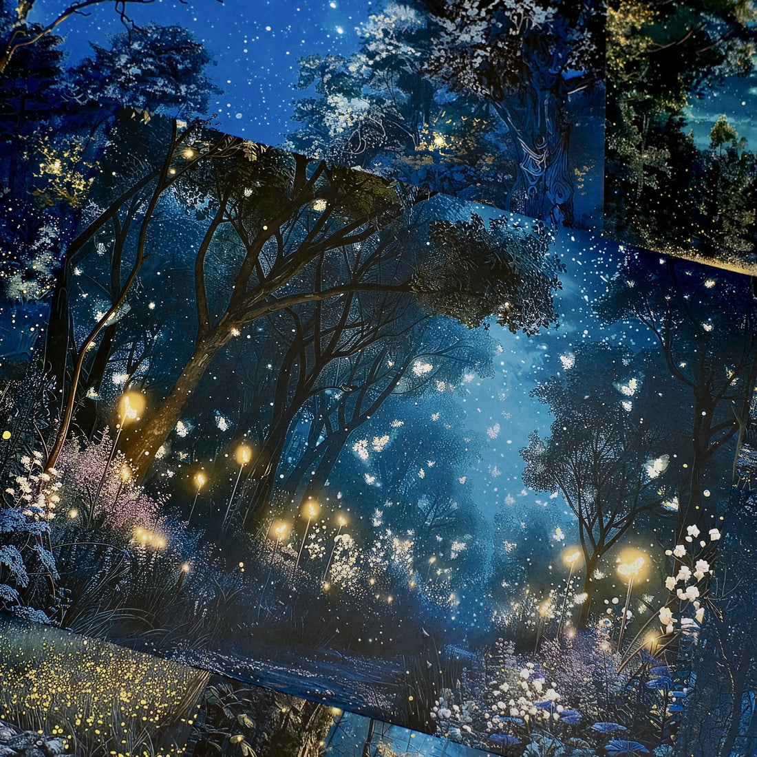 Vintage Dunkle Nacht Magie Sternenhimmel Junk Journal Papier - Kosmisches Hintergrundpapier für Scrapbooking & Fotografie