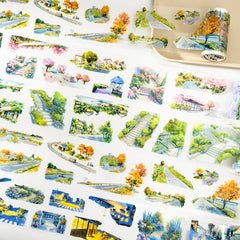 Seasonal Landscape PET Tape - Through Spring & Autumn Journaling Washi Tape