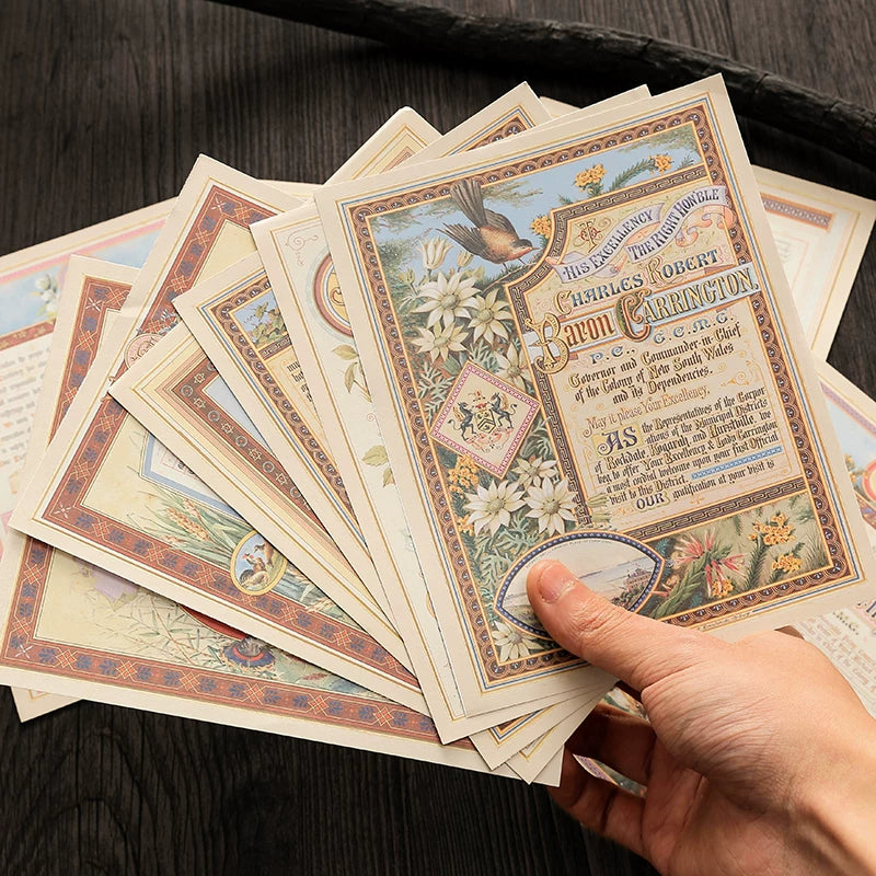 Vintage Book Page Junk Journal Paper - 10 Pieces Offset Paper Background Stickers for Scrapbooking & DIY Album