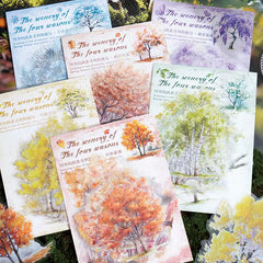 Four Seasons Tree Stickers - Colorful Seasonal Forest | PET Scene Building Journal Decoration Pack