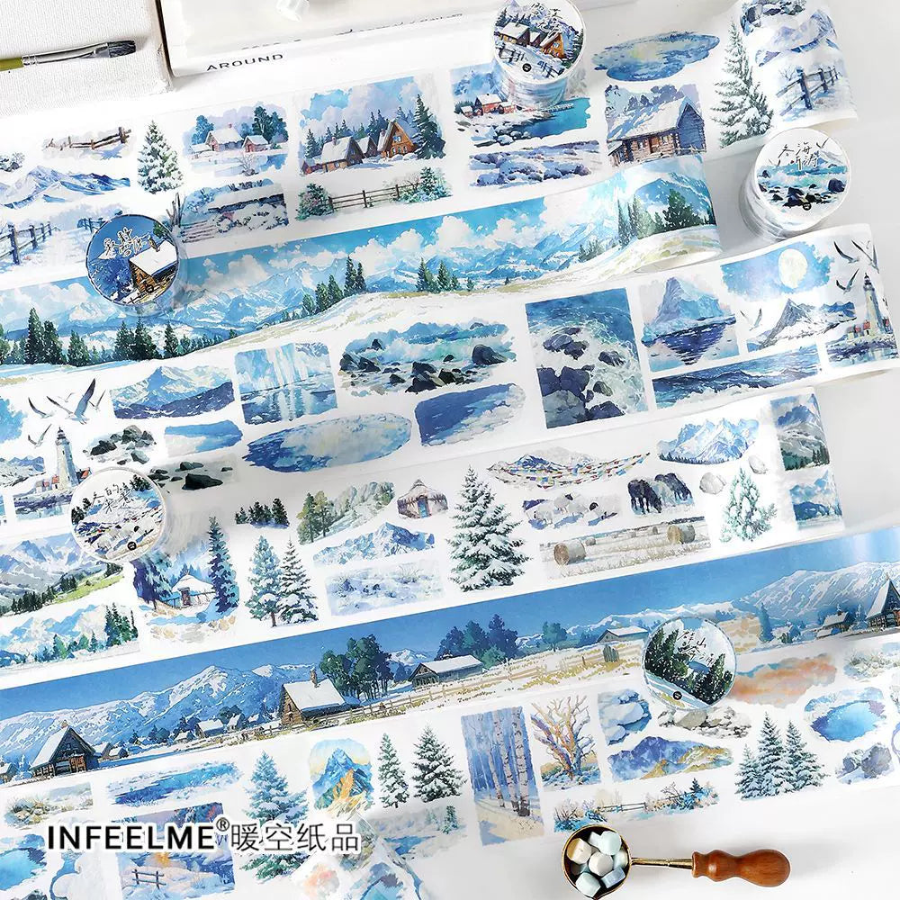 Winterliche Schneelandschaft Washi Tape - Naturlandschaft | PET-Szenenbau Journal Dekoration Rolle
