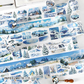Winterliche Schneelandschaft Washi Tape - Naturlandschaft | PET-Szenenbau Journal Dekoration Rolle