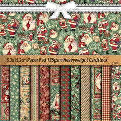 Vintage Christmas European Background Paper - 12 Pieces Holiday Junk Journal Paper for Scrapbooking & Collage