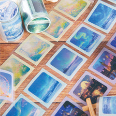 Die-Cut Four Seasons PET Tape - Matte Landscape Corner Stickers (6 Designs)