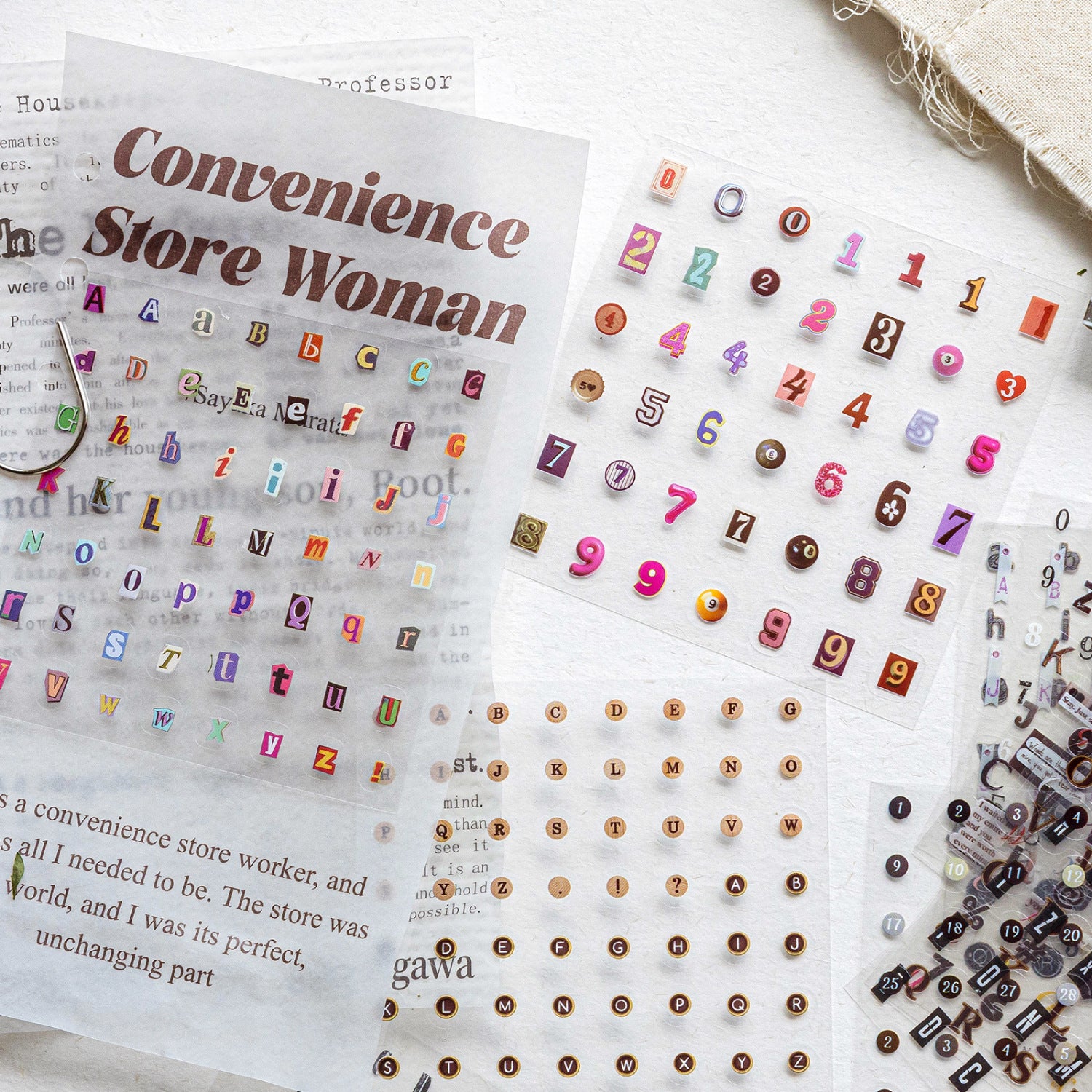 Retro Notes letter and number sticker book with alphabets, numbers, phrases, and label stickers - image 1