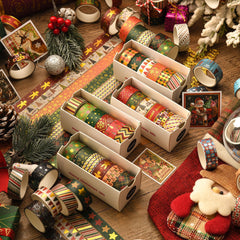 Christmas Washi Tape with Gold Foil - Premium Decorative Tape for Journaling & Scrapbooking