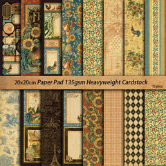 French Romantic Botanical Junk Journal Paper - 15 Pieces Vintage Warm Tone Plant Background Paper