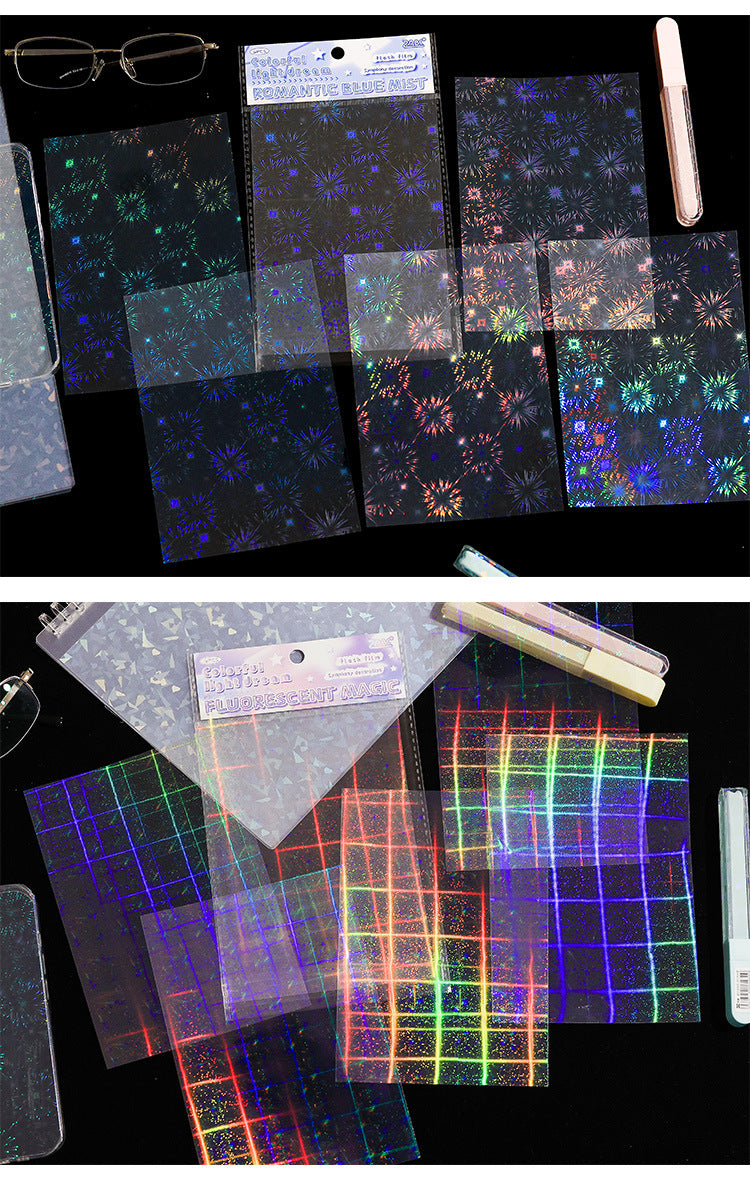 Holographic rainbow iridescent color-shifting film sticker pack