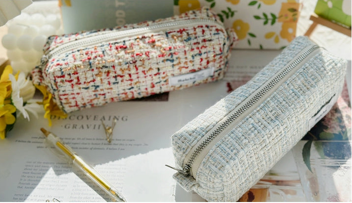 Tweed Pencil Pouch – Elegant Textured Journaling Pen Case Tweed Pencil Pouch – Journaling Pen Case | Elegant Stationery Bag