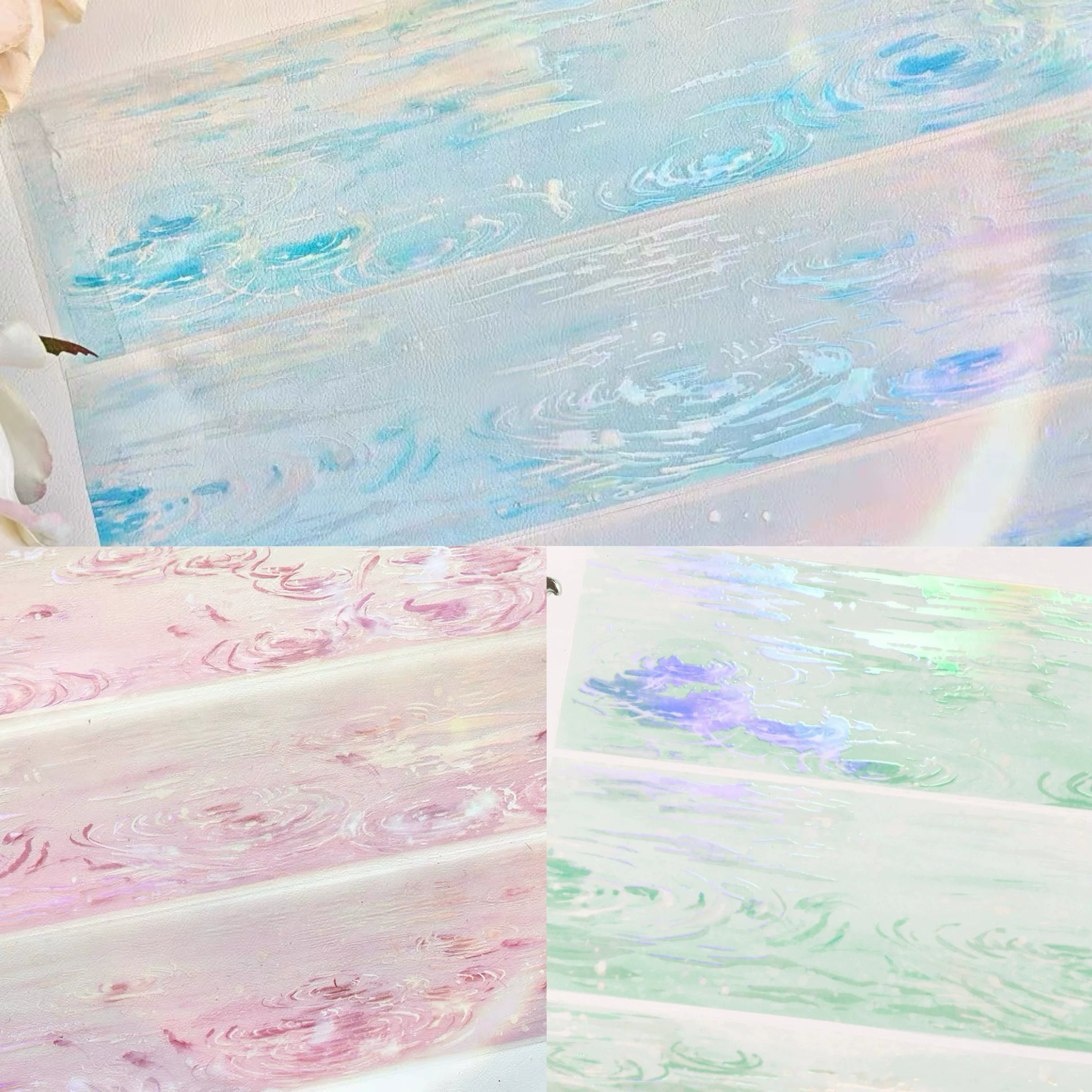 Water Veil — ホログラフィック 白インクなしPETテープ | 波紋 · 透明 · 煌めき