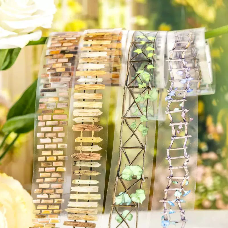 Gartenweg-Zaun Washi Tape - Künstlerische Rankenleiter-Szene | PET Journal Dekorationsrolle
