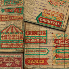Vintage Circus Paper Pad - 4 Large Sheets 5.5" x 7.5" Retro Ephemera Scrapbook Decorative Paper