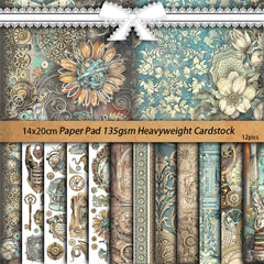 Vintage Fantasy Wanderer Junk Journal Paper - 12 Pieces European Background Paper for Scrapbooking & Collage