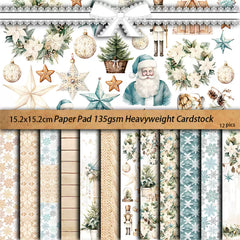 Vintage Merry Christmas European Background Paper - 12 Pieces Holiday Junk Journal Paper for Scrapbooking