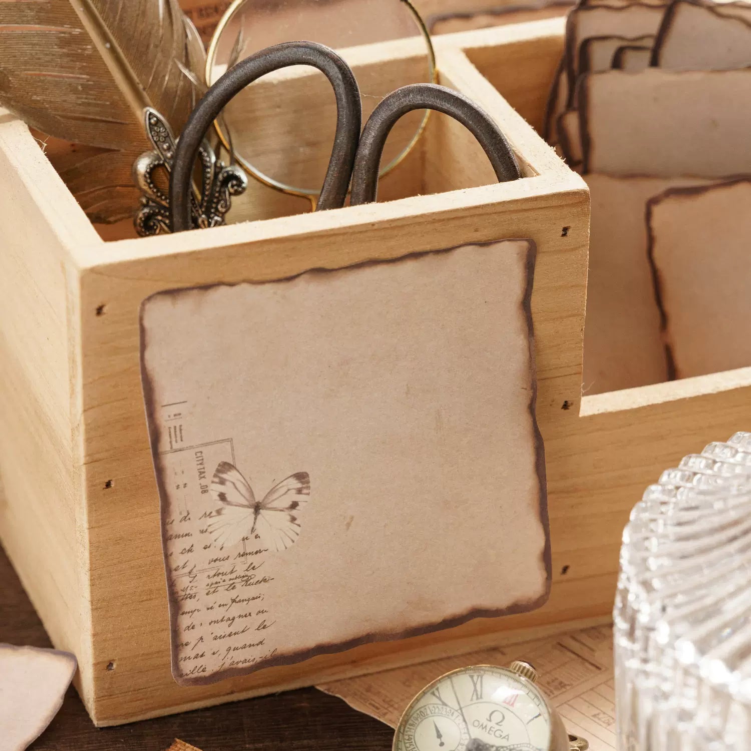Burnt-Edge Vintage Sticky Notes