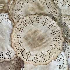 Handmade Coffee Dyed Lace Doily Paper - Vintage Junk Journal Background Paper for Scrapbooking & Art Journaling