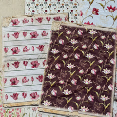 Vintage American Country Tulip Junk Journal Paper - Floral Background Paper for Scrapbooking & Photography