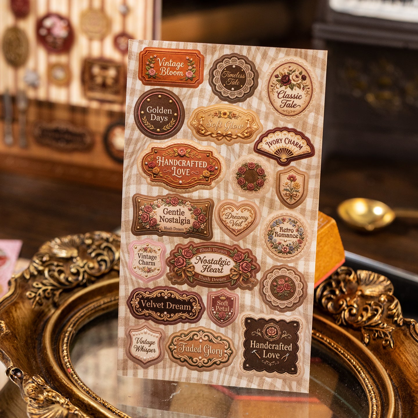 Museum Gallery vintage sticker book with wax seals, labels, portraits, frames, and antique accents - image 3