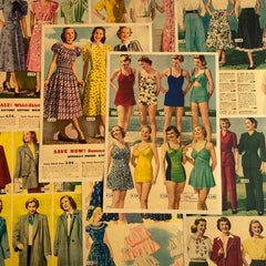 Vintage Fashion Magazine Poster - Kraft Paper Junk Journal Decorative Paper for Scrapbooking & Photography