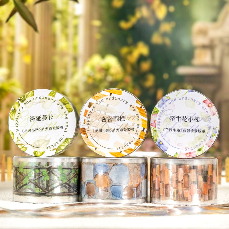 Gartenweg-Zaun Washi Tape - Künstlerische Rankenleiter-Szene | PET Journal Dekorationsrolle