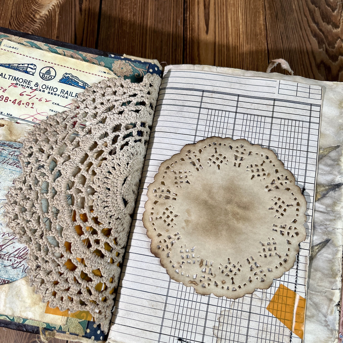 Handmade Coffee Dyed Lace Doily Paper - Vintage Junk Journal Background Paper for Scrapbooking & Art Journaling