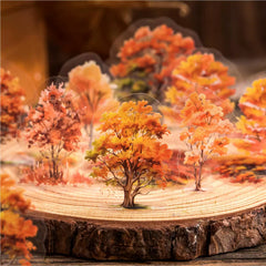 Vintage Forest Tree Stickers - Retro Botanical Woodland | Waterproof PET Journal Collage Pack