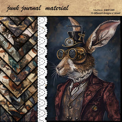 Animal World Junk Journal Paper - 10 Pieces Rabbit Elephant Tiger Vintage Stickers for Scrapbooking