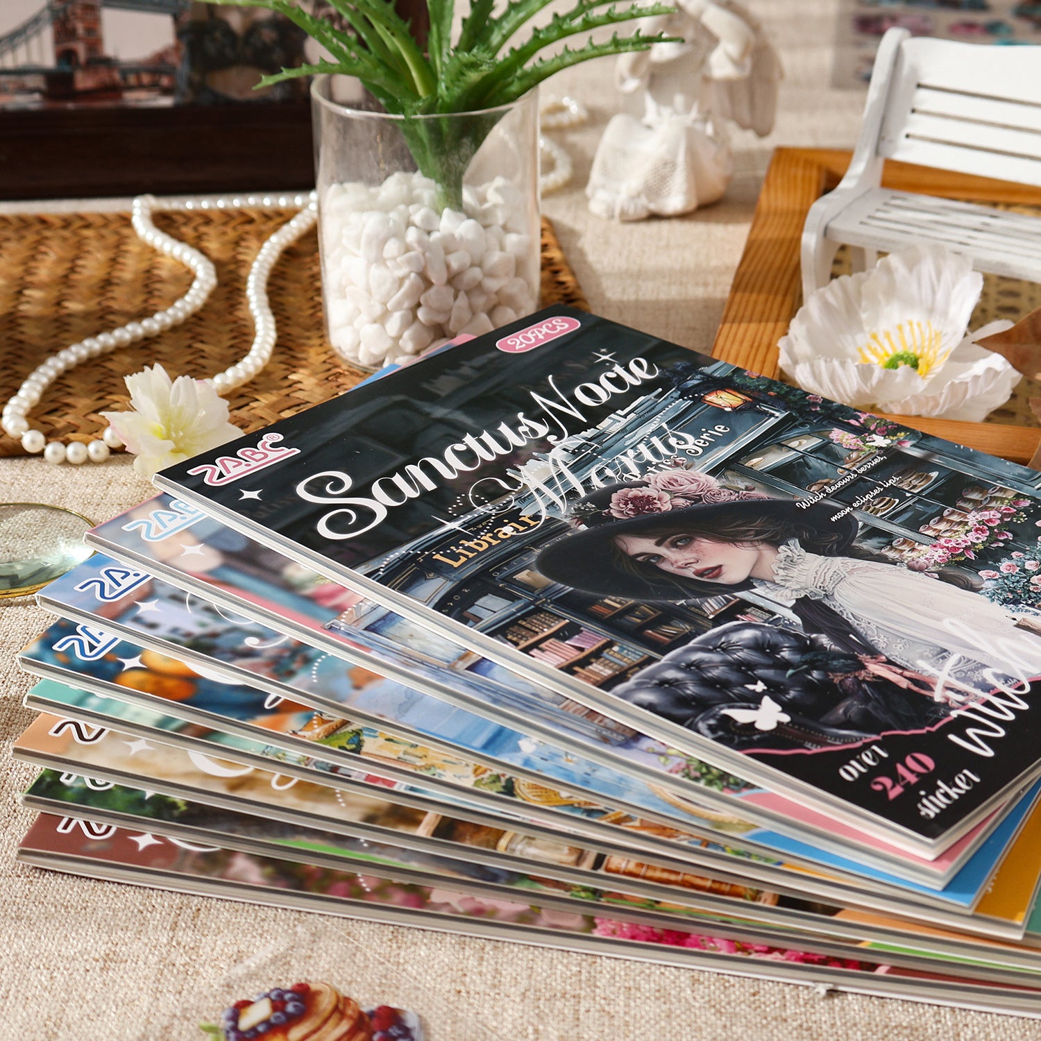 Vintage magazine style sticker book – elegant female character illustrations in editorial aesthetic