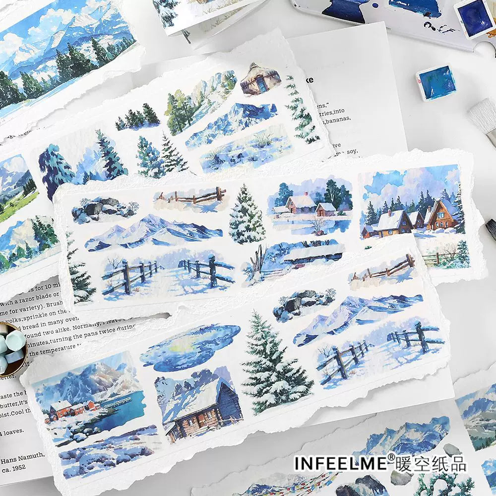 Winter Snow Scenery Washi Tape - Nature Landscape | PET Scene Building Journal Decoration Roll