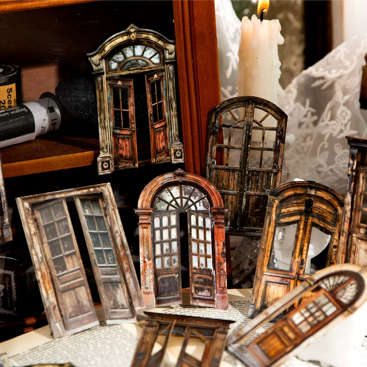 Vintage Doorway die-cut sticker pack