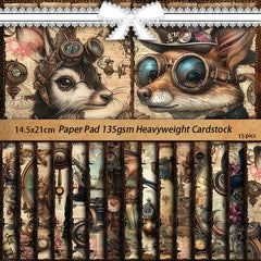 Vintage Abstract Mechanical Junk Journal Paper - 15 Pieces Steampunk Background Paper for Scrapbooking