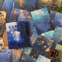 Rainy Season Museum Scrapbooking Paper - Artistic Rain Theme | Decorative Background Craft Paper Pack