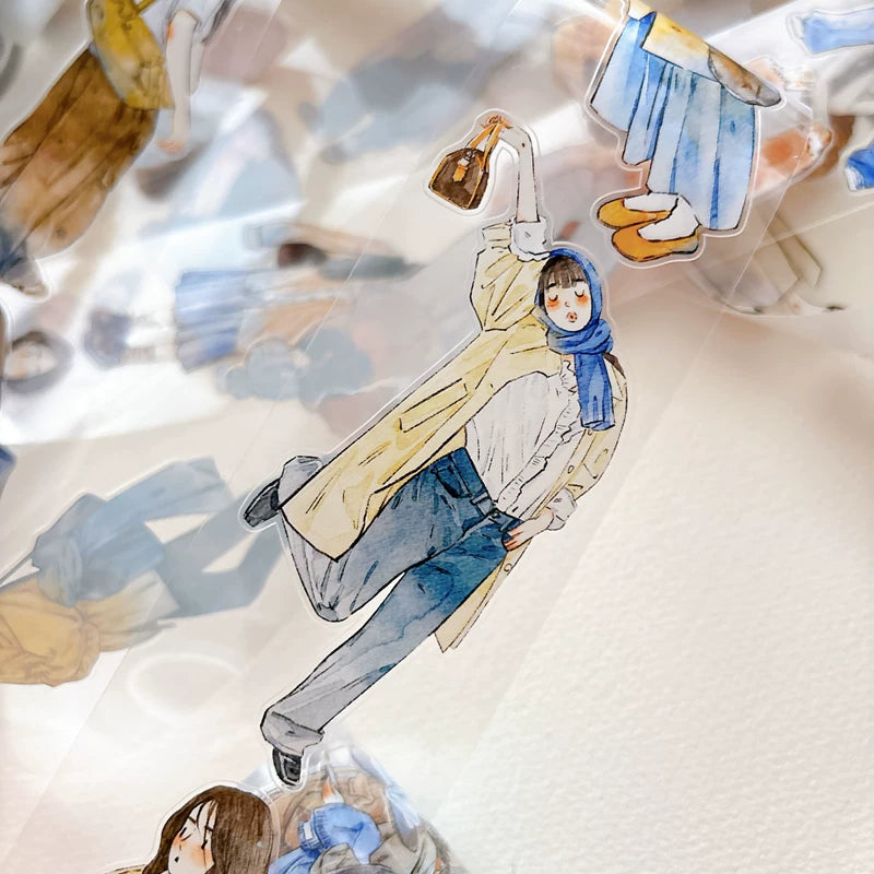 Close-up of die-cut autumn fashion girls tape