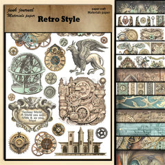 Vintage Fantasy Wanderer Junk Journal Paper - 12 Pieces European Background Paper for Scrapbooking & Collage