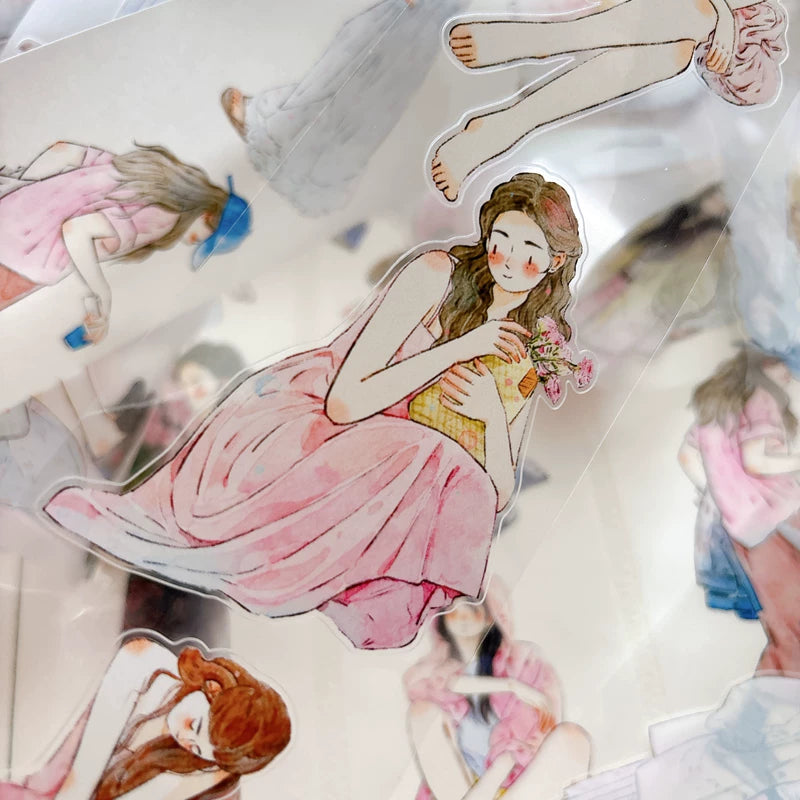 Close-up of die-cut blush pink girls tape