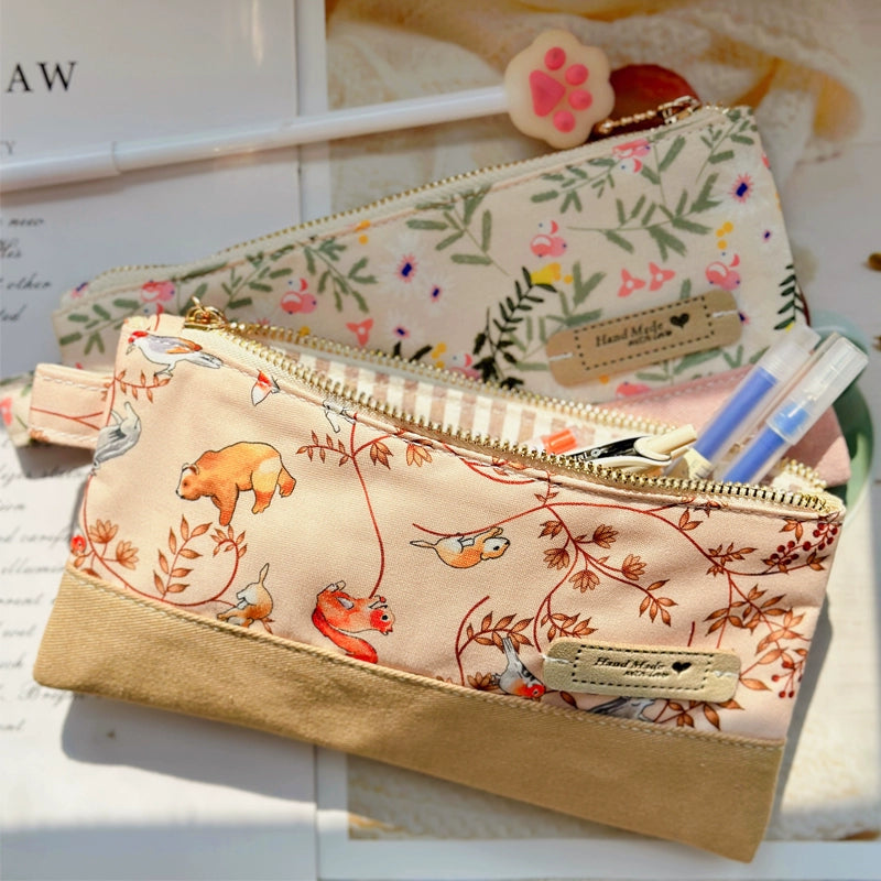 Handmade Medium Pouch – Large Capacity Journaling & Stationery Bag Handmade Medium Pouch – Large Capacity Journaling Bag | Cotton Stationery Case